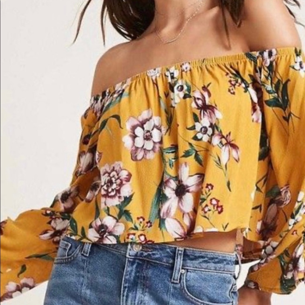 Yellow Floral Off Shoulder top